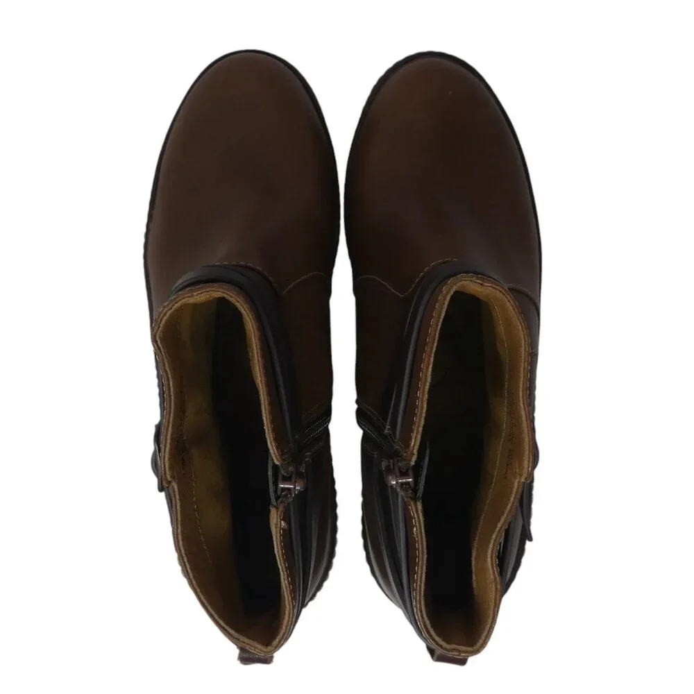 Sofft Caralee Brown Leather Wedge Heel Ankle Boots Booties Womens‎ 7.5